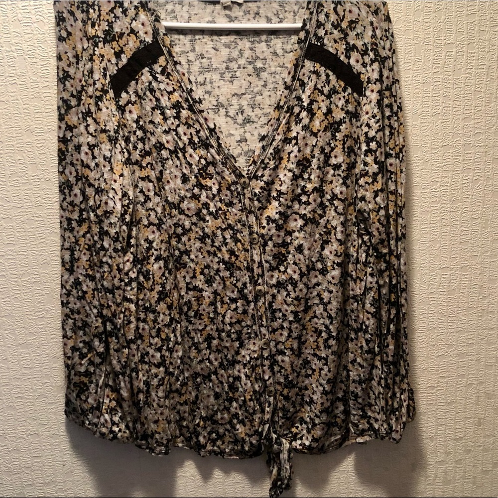 Maurices Tie Waist Button Down Blouse